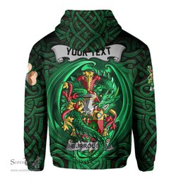 ScotsTee Shop Irish Burroughs Coat of Arms Irish Hoodie Family Crest Green Dragon Of Ireland Hoodie