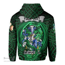 ScotsTee Shop Irish Bermingham Coat of Arms Irish Hoodie Family Crest Green Dragon Of Ireland Hoodie