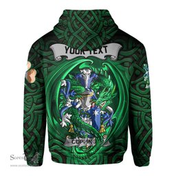 ScotsTee Shop Irish Coppinger Coat of Arms Irish Hoodie Family Crest Green Dragon Of Ireland Hoodie
