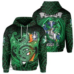 ScotsTee Shop Irish Cahill or O Cahill Coat of Arms Irish Hoodie Family Crest Green Dragon Of Ireland Hoodie