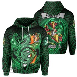 ScotsTee Shop Irish Callan or O Callan Coat of Arms Irish Hoodie Family Crest Green Dragon Of Ireland Hoodie