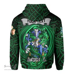 ScotsTee Shop Irish Cotter or MacCotter Coat of Arms Irish Hoodie Family Crest Green Dragon Of Ireland Hoodie