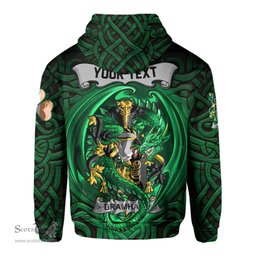 ScotsTee Shop Irish Bramhall Coat of Arms Irish Hoodie Family Crest Green Dragon Of Ireland Hoodie