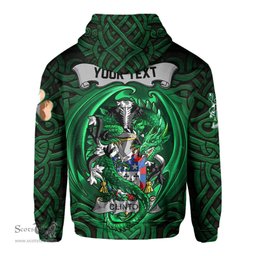 ScotsTee Shop Irish Clinton Coat of Arms Irish Hoodie Family Crest Green Dragon Of Ireland Hoodie
