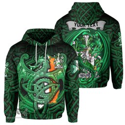 ScotsTee Shop Irish Foster Coat of Arms Irish Hoodie Family Crest Green Dragon Of Ireland Hoodie