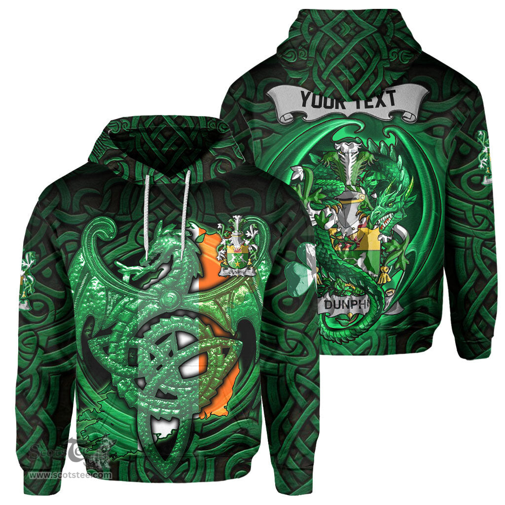 ScotsTee Shop Irish Dunphy Middle Temple Burke s Coat of Arms Irish Hoodie Family Crest Green Dragon Of Ireland Hoodie
