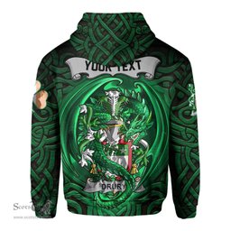 ScotsTee Shop Irish Drury or McDrury Coat of Arms Irish Hoodie Family Crest Green Dragon Of Ireland Hoodie