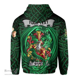 ScotsTee Shop Irish Ewing Coat of Arms Irish Hoodie Family Crest Green Dragon Of Ireland Hoodie