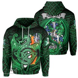 ScotsTee Shop Irish Fulton Coat of Arms Irish Hoodie Family Crest Green Dragon Of Ireland Hoodie