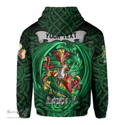 ScotsTee Shop Irish Edgeworth Coat of Arms Irish Hoodie Family Crest Green Dragon Of Ireland Hoodie