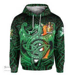 ScotsTee Shop Irish Ewart Coat of Arms Irish Hoodie Family Crest Green Dragon Of Ireland Hoodie