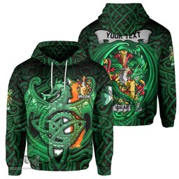 ScotsTee Shop Irish Ewart Coat of Arms Irish Hoodie Family Crest Green Dragon Of Ireland Hoodie