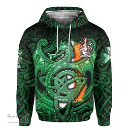 ScotsTee Shop Irish Dillon Coat of Arms Irish Hoodie Family Crest Green Dragon Of Ireland Hoodie