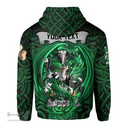 ScotsTee Shop Irish Davis Coat of Arms Irish Hoodie Family Crest Green Dragon Of Ireland Hoodie