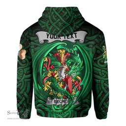 ScotsTee Shop Irish George Coat of Arms Irish Hoodie Family Crest Green Dragon Of Ireland Hoodie