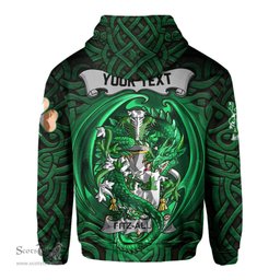 ScotsTee Shop Irish Fitz Allen Coat of Arms Irish Hoodie Family Crest Green Dragon Of Ireland Hoodie
