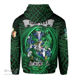ScotsTee Shop Irish Ellmer Coat of Arms Irish Hoodie Family Crest Green Dragon Of Ireland Hoodie