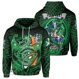 ScotsTee Shop Irish Gannon or McGannon Coat of Arms Irish Hoodie Family Crest Green Dragon Of Ireland Hoodie