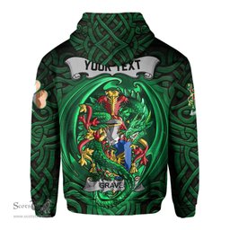 ScotsTee Shop Irish Graves or Greaves Coat of Arms Irish Hoodie Family Crest Green Dragon Of Ireland Hoodie