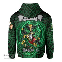 ScotsTee Shop Irish Giggins Coat of Arms Irish Hoodie Family Crest Green Dragon Of Ireland Hoodie