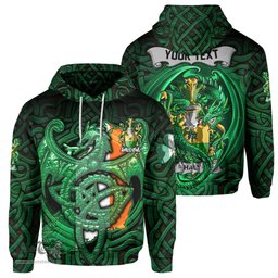 ScotsTee Shop Irish Haly or O Haly Coat of Arms Irish Hoodie Family Crest Green Dragon Of Ireland Hoodie