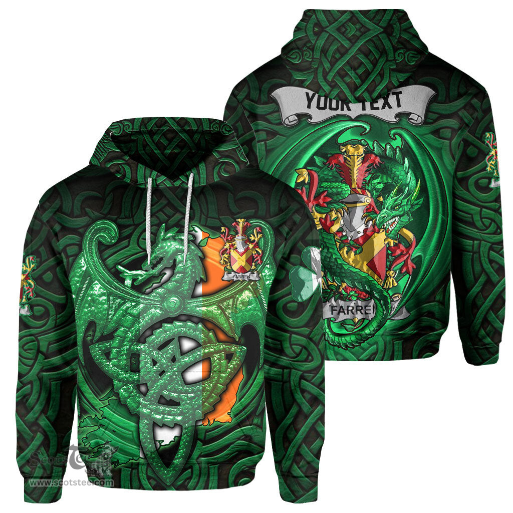 ScotsTee Shop Irish Farren or O Farren Coat of Arms Irish Hoodie Family Crest Green Dragon Of Ireland Hoodie