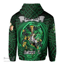 ScotsTee Shop Irish Dixon Coat of Arms Irish Hoodie Family Crest Green Dragon Of Ireland Hoodie