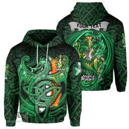 ScotsTee Shop Irish Dowd or O Dowd Coat of Arms Irish Hoodie Family Crest Green Dragon Of Ireland Hoodie