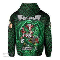 ScotsTee Shop Irish Grady or O Grady Coat of Arms Irish Hoodie Family Crest Green Dragon Of Ireland Hoodie