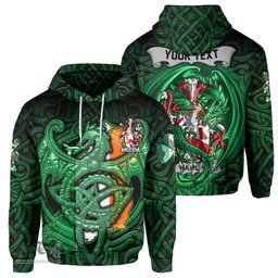 ScotsTee Shop Irish Hamlin or O Hamlin Coat of Arms Irish Hoodie Family Crest Green Dragon Of Ireland Hoodie