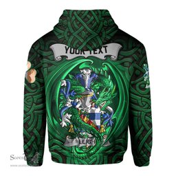 ScotsTee Shop Irish Leigh or McLaeghis Coat of Arms Irish Hoodie Family Crest Green Dragon Of Ireland Hoodie