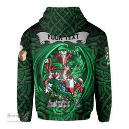 ScotsTee Shop Irish Lynam or O Lynam Coat of Arms Irish Hoodie Family Crest Green Dragon Of Ireland Hoodie