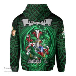ScotsTee Shop Irish Henry or O Henry Coat of Arms Irish Hoodie Family Crest Green Dragon Of Ireland Hoodie