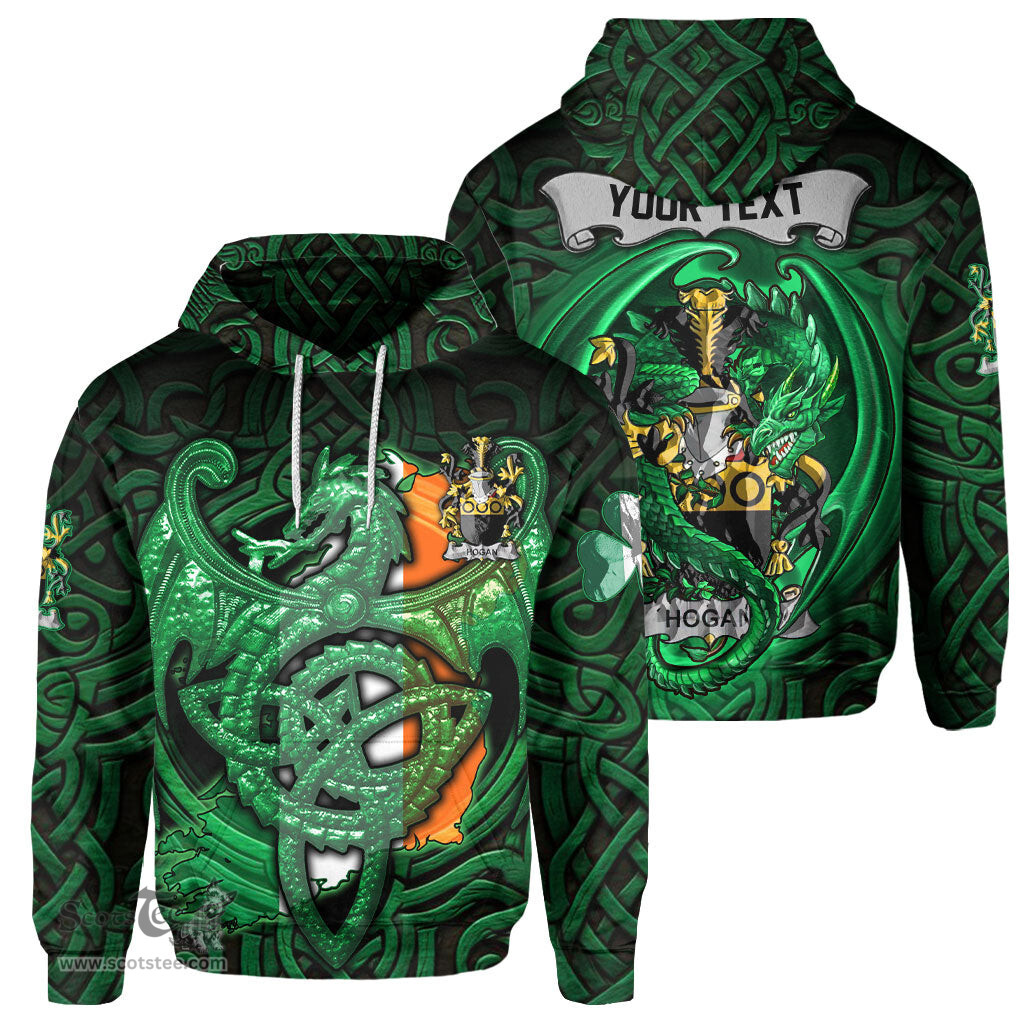 ScotsTee Shop Irish Hogan or O Hogan Coat of Arms Irish Hoodie Family Crest Green Dragon Of Ireland Hoodie