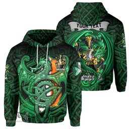 ScotsTee Shop Irish Hogan or O Hogan Coat of Arms Irish Hoodie Family Crest Green Dragon Of Ireland Hoodie