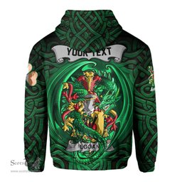 ScotsTee Shop Irish Logan Coat of Arms Irish Hoodie Family Crest Green Dragon Of Ireland Hoodie