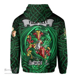 ScotsTee Shop Irish Keyes Coat of Arms Irish Hoodie Family Crest Green Dragon Of Ireland Hoodie