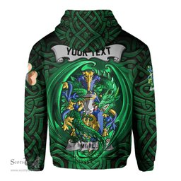 ScotsTee Shop Irish Mihill Coat of Arms Irish Hoodie Family Crest Green Dragon Of Ireland Hoodie