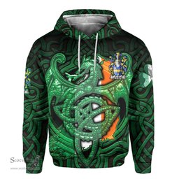 ScotsTee Shop Irish Jephson Coat of Arms Irish Hoodie Family Crest Green Dragon Of Ireland Hoodie