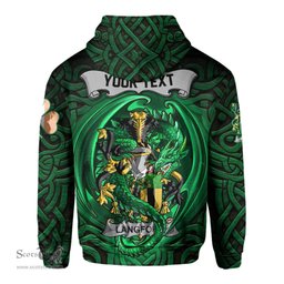 ScotsTee Shop Irish Langford Coat of Arms Irish Hoodie Family Crest Green Dragon Of Ireland Hoodie