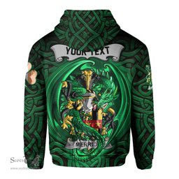 ScotsTee Shop Irish Merrick or Meyrick Coat of Arms Irish Hoodie Family Crest Green Dragon Of Ireland Hoodie