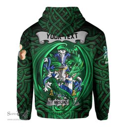 ScotsTee Shop Irish McGann or Magan Coat of Arms Irish Hoodie Family Crest Green Dragon Of Ireland Hoodie