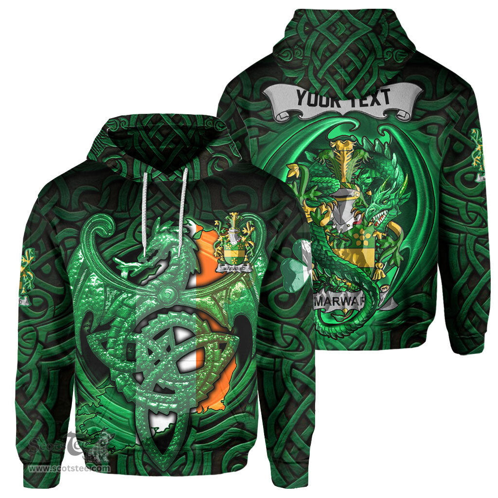 ScotsTee Shop Irish Marward Coat of Arms Irish Hoodie Family Crest Green Dragon Of Ireland Hoodie