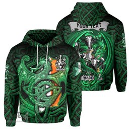 ScotsTee Shop Irish Magee or McGee Coat of Arms Irish Hoodie Family Crest Green Dragon Of Ireland Hoodie