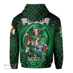 ScotsTee Shop Irish Hickman Coat of Arms Irish Hoodie Family Crest Green Dragon Of Ireland Hoodie