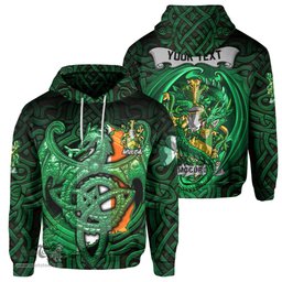 ScotsTee Shop Irish McCurdy or Curdy Coat of Arms Irish Hoodie Family Crest Green Dragon Of Ireland Hoodie