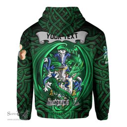 ScotsTee Shop Irish McElroy or Gilroy Coat of Arms Irish Hoodie Family Crest Green Dragon Of Ireland Hoodie