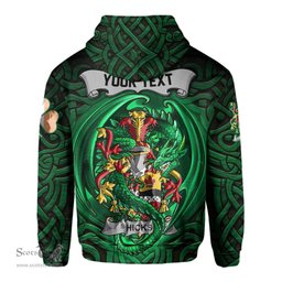ScotsTee Shop Irish Hicks Coat of Arms Irish Hoodie Family Crest Green Dragon Of Ireland Hoodie