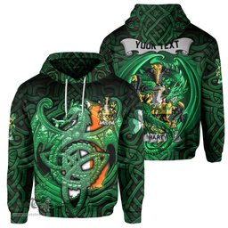 ScotsTee Shop Irish Harty or O Haherty Coat of Arms Irish Hoodie Family Crest Green Dragon Of Ireland Hoodie