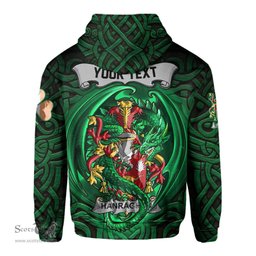 ScotsTee Shop Irish Hanraghan or O Hanraghan Coat of Arms Irish Hoodie Family Crest Green Dragon Of Ireland Hoodie